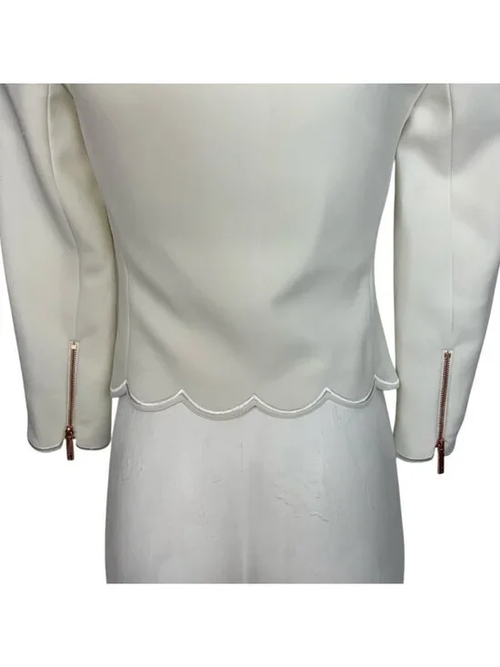Ted Baker Heraly Scalloped Hem Cropped Jacket 0 Off White - Picture 13 of 16